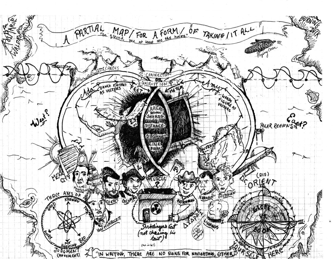 A map for orienting oneself to the many-valences world of Rosmarie Waldrop's experimental novel, A Form/Of Taking/It All
